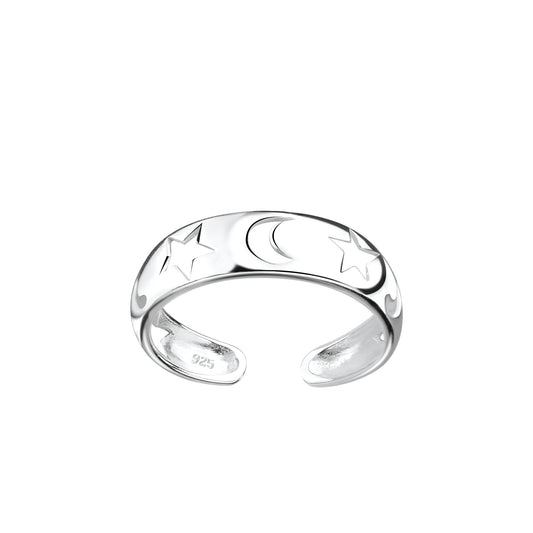 Sterling Silver Moon & Star Toe Ring