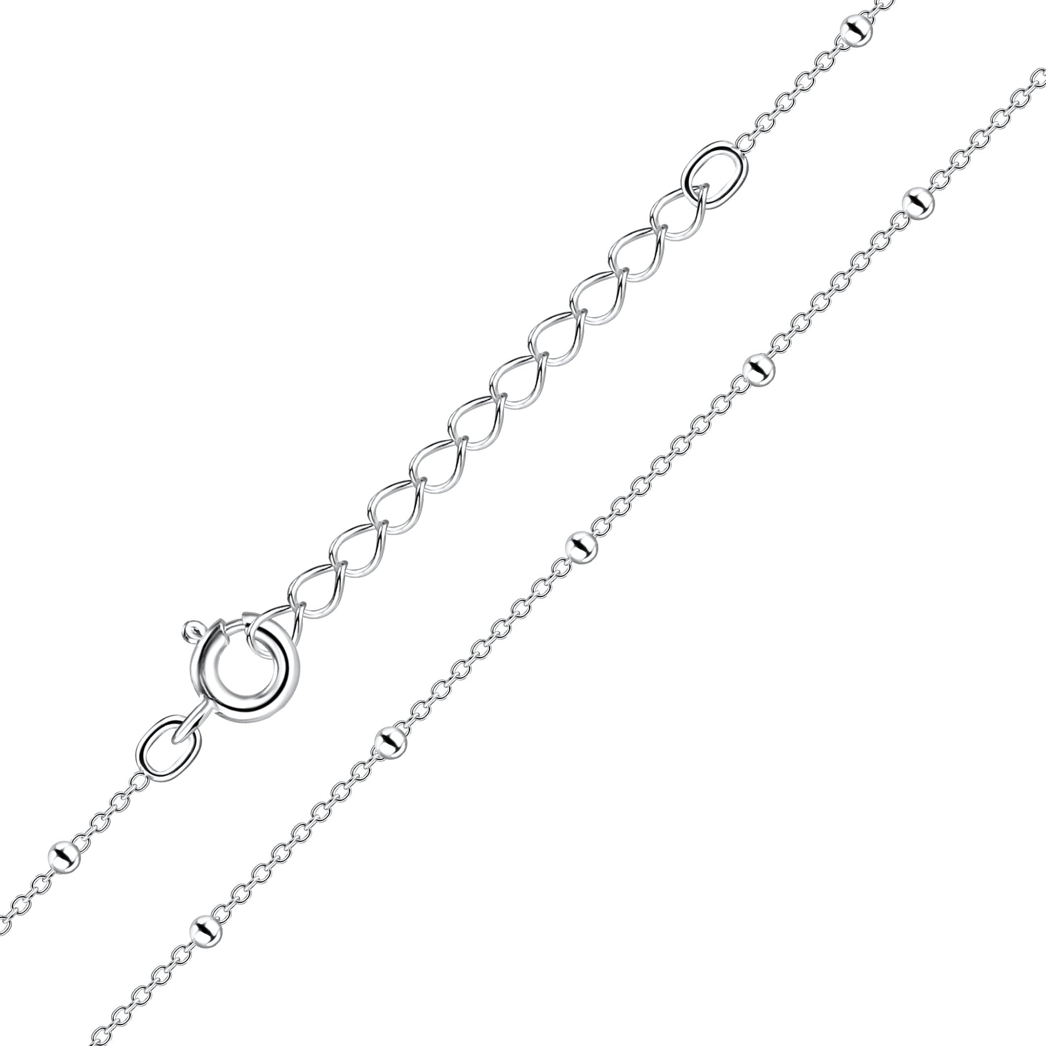 Sterling Silver Satellite Bead Chain Necklace 18 Inch