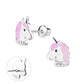 Children's Sterling Silver Sparkly Pink Unicorn Screw Back Earrings