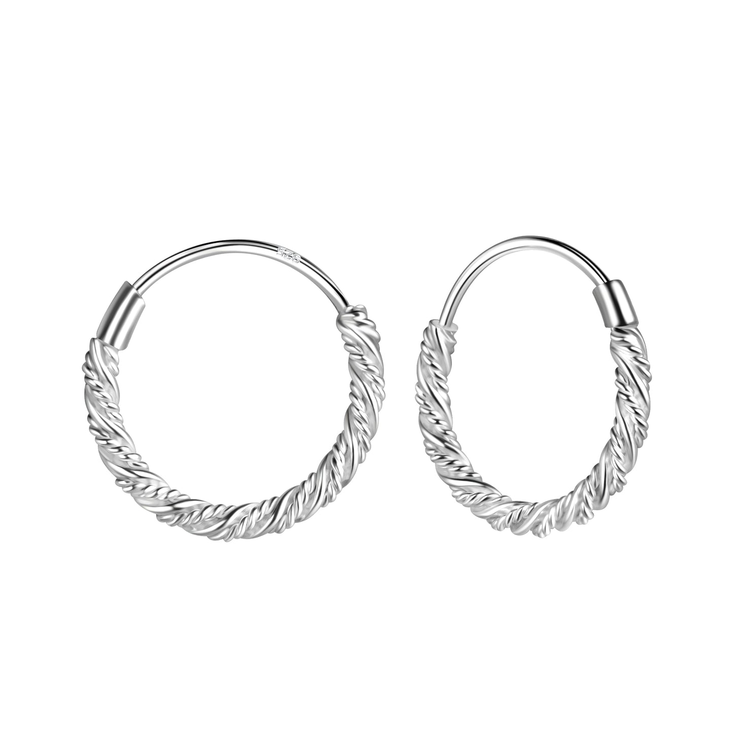 Sterling Silver 14mm Small Twist Hoop Earrings