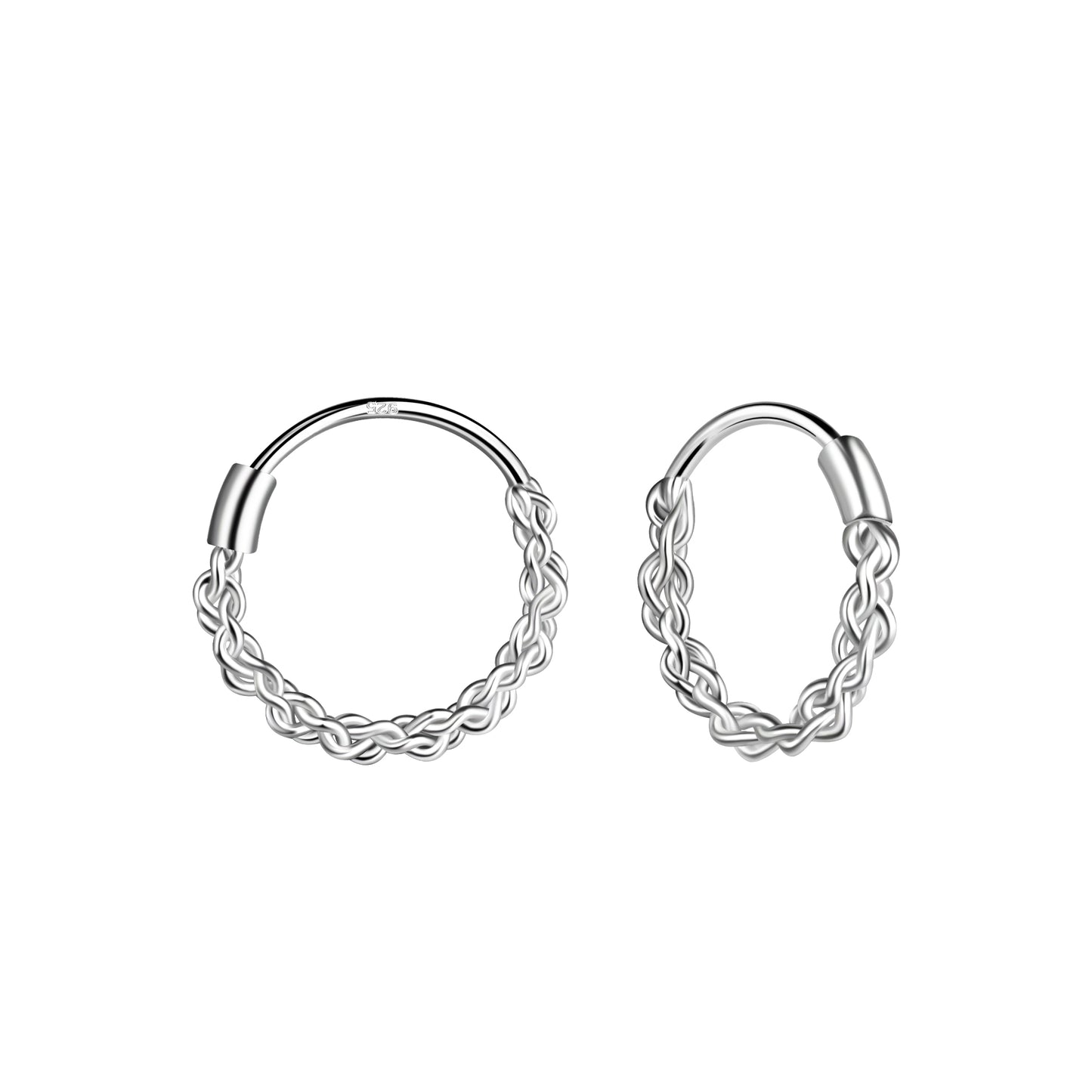 Sterling Silver 10mm Small Bali Twist Hoop Earrings