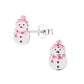 Children's Sterling Silver Snowman Stud Earrings