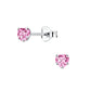 Sterling Silver 4mm CZ Pink Heart Stud Earrings