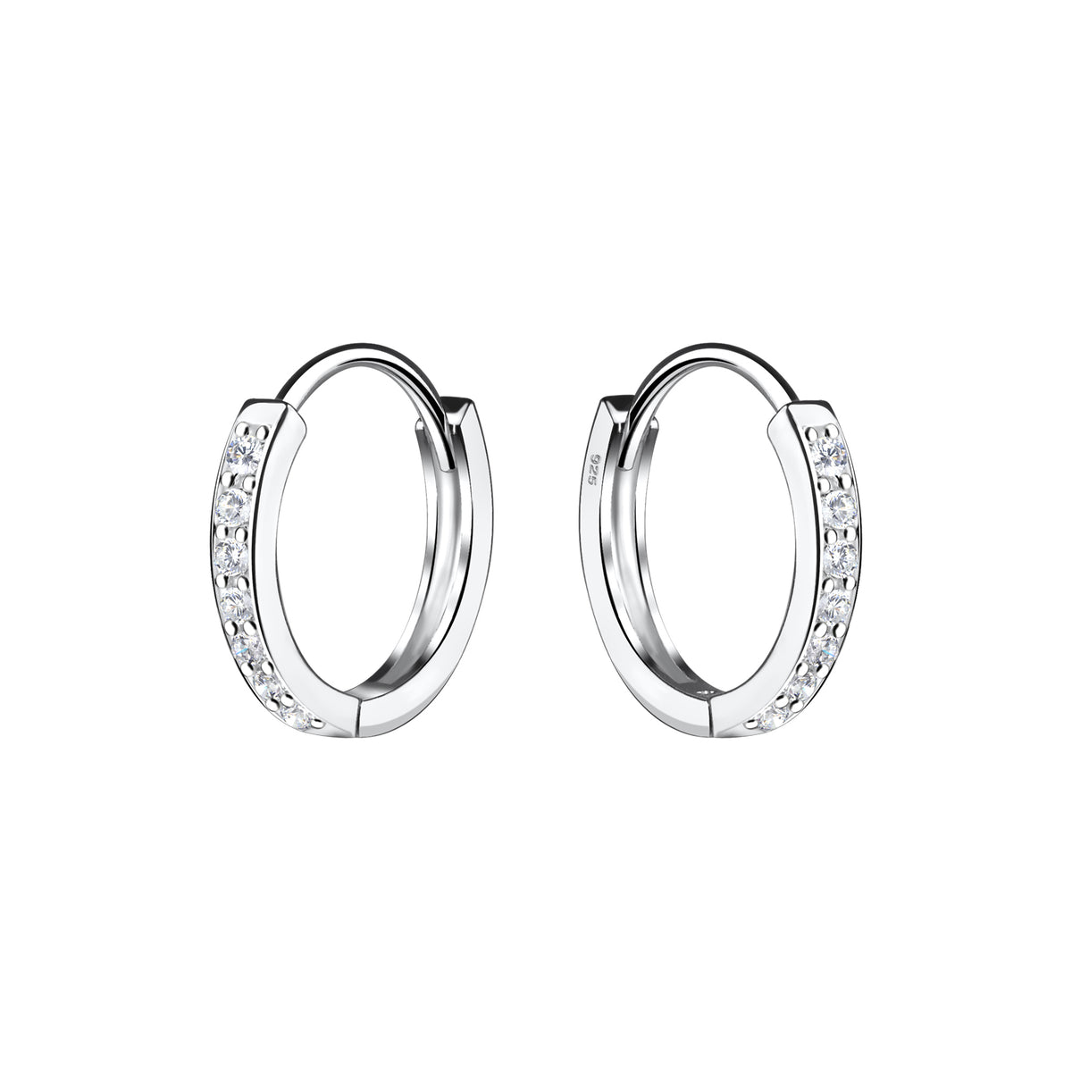 Sterling Silver 13mm CZ Hinged Huggie Hoop Earrings - Melchior Jewellery