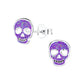 Sterling Silver Sparkly Purple Halloween Skull Stud Earrings