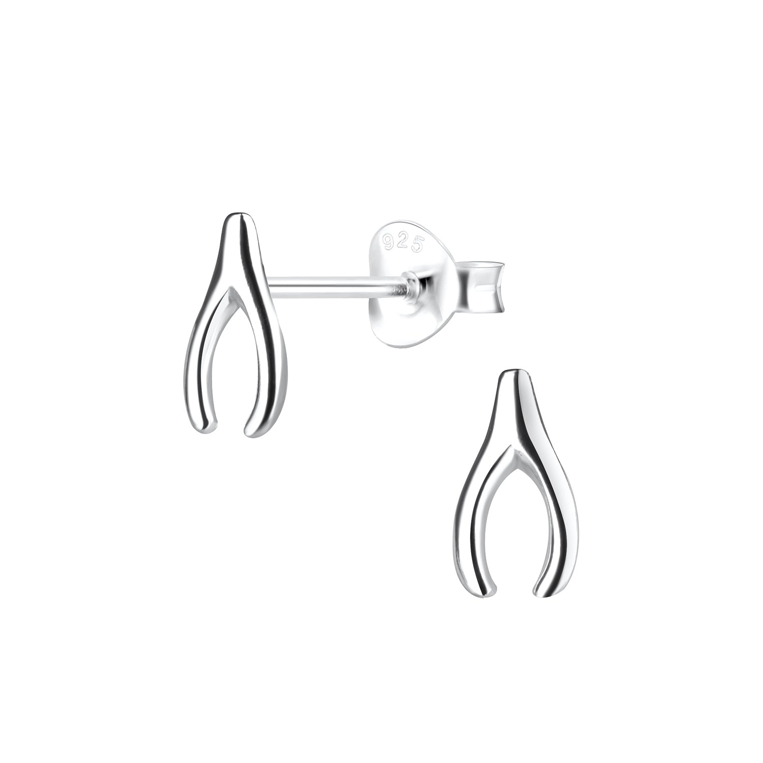 Sterling Silver Wishbone Stud Earrings - Melchior Jewellery 