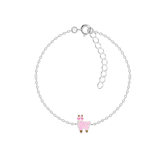 Children's Sterling Silver Pink Llama Bracelet