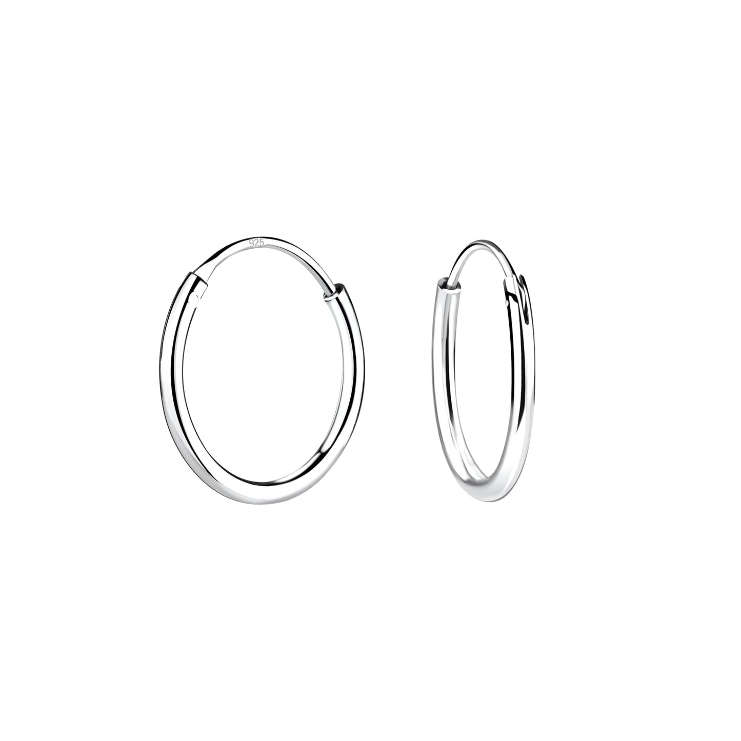 Sterling Silver 1.2mm Rhodium Plated Hoop Earrings - Choose your Size