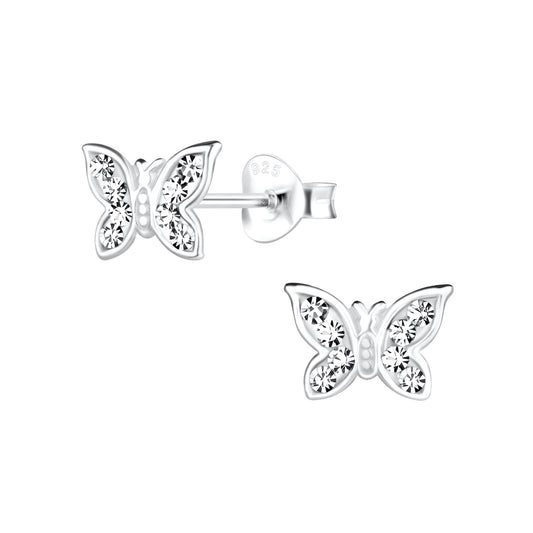 Children's Sterling Silver Sparkle Butterfly Stud Earrings