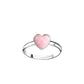 Children's Sterling Silver Adjustable Pink Spotted Heart Ring