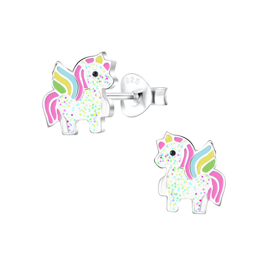 Sterling Silver Sparkly Unicorn Unicorn Kids Earrings