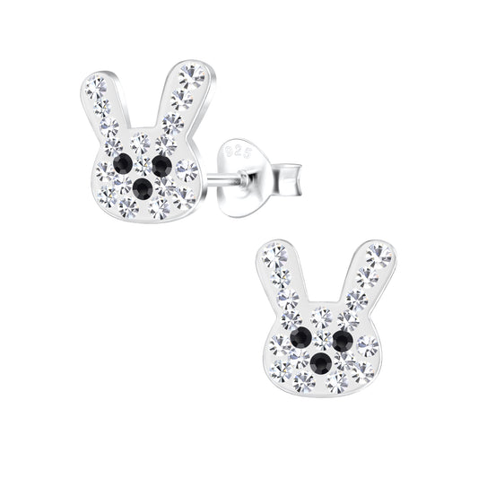 Sterling Silver Crystal Bunny Rabbit Girls Earrings