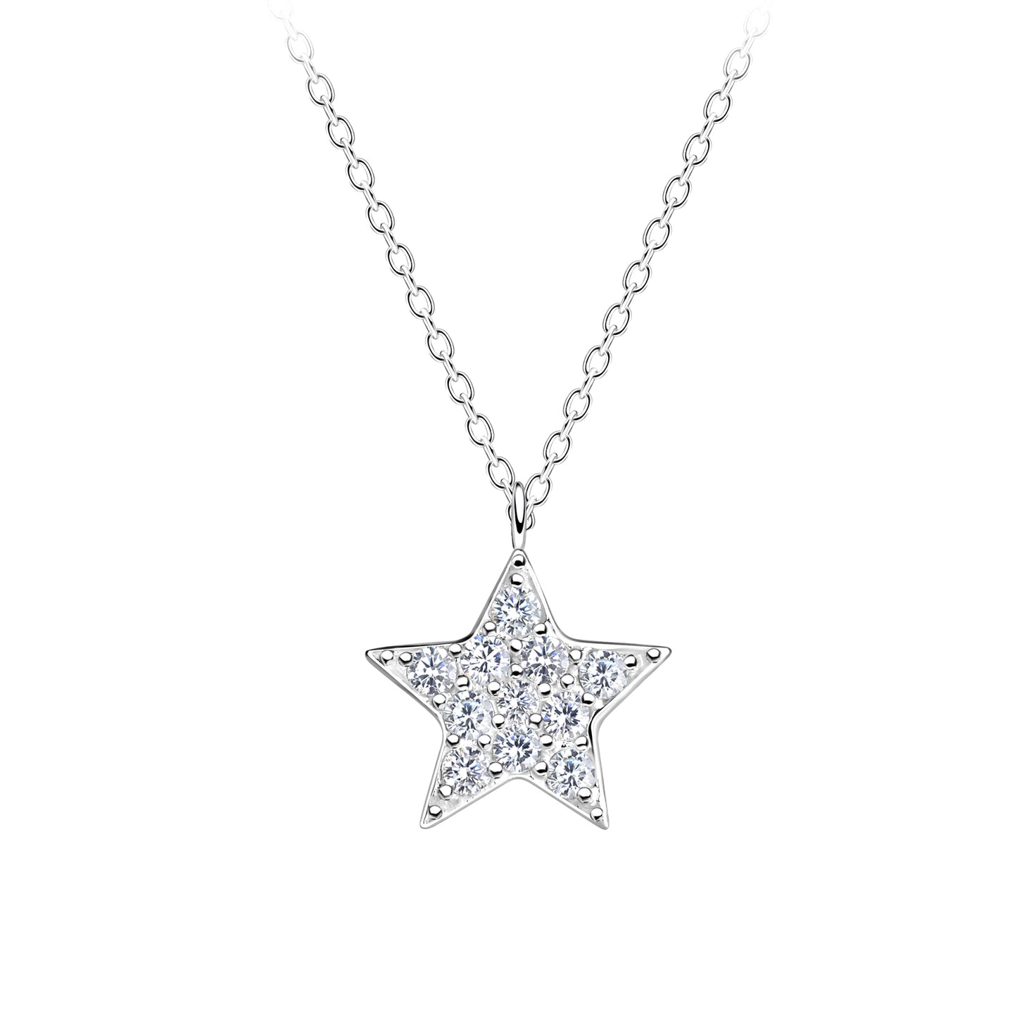 Sterling Silver Cubic Zirconia Star Necklace