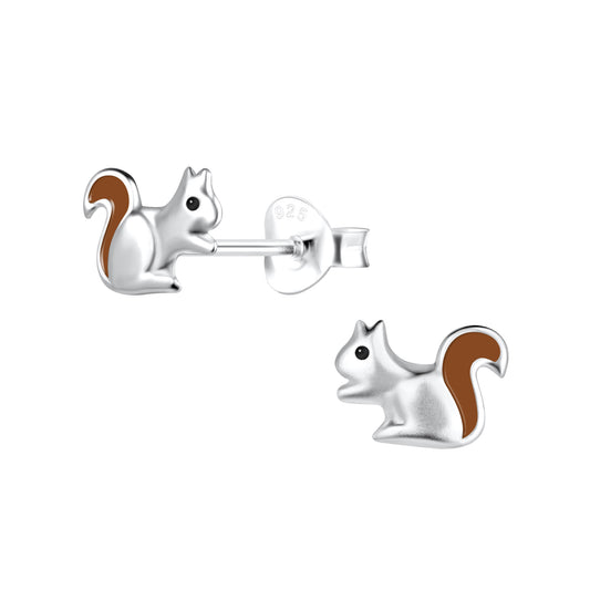 Sterling Silver Squirrel Stud Girls Earrings