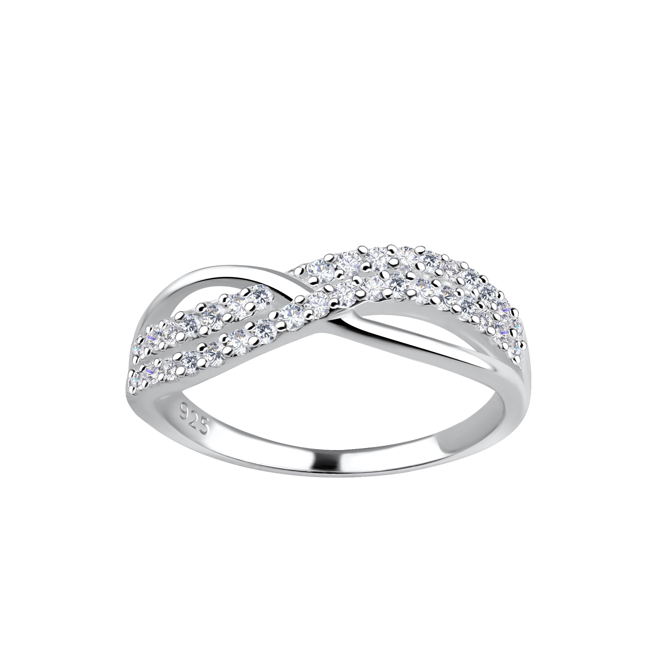 Sterling Silver White Cubic Zirconia Twist Ring - Melchior Jewellery 