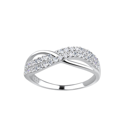 Sterling Silver White Cubic Zirconia Twist Ring