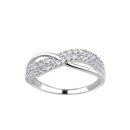 Sterling Silver White Cubic Zirconia Twist Ring