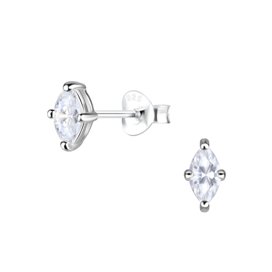 Sterling Silver Marquise Cubic Zirconia Stud Earrings
