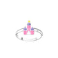 Children's Sterling Silver Adjustable Pink Castle Ring