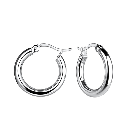 Sterling Silver 17mm French Lock Hoop Earrings