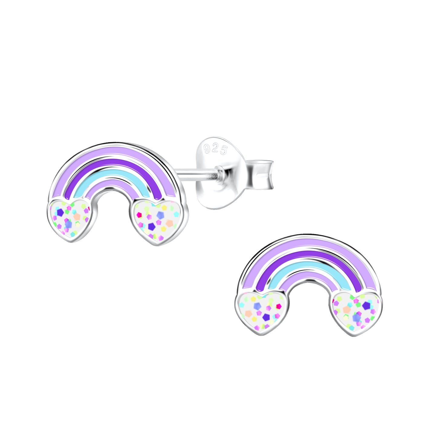 Childrens Sterling Silver Rainbow Colours Stud Earrings