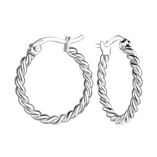 Sterling Silver 18mm Twisted Hoop French Lock Earrings