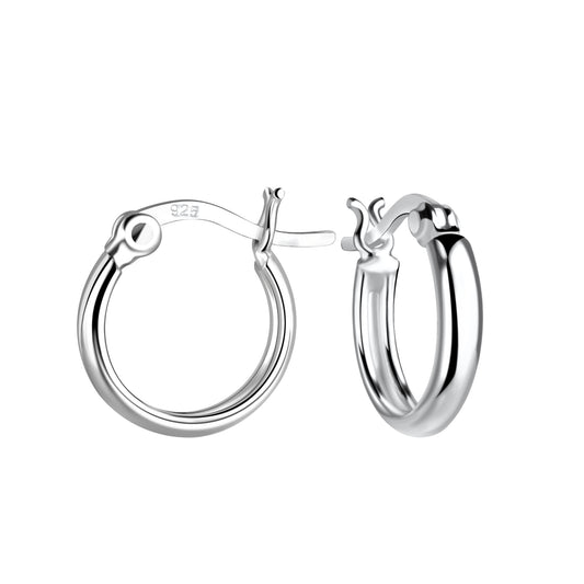 Sterling Silver 13mm French Lock Hoop Earrings