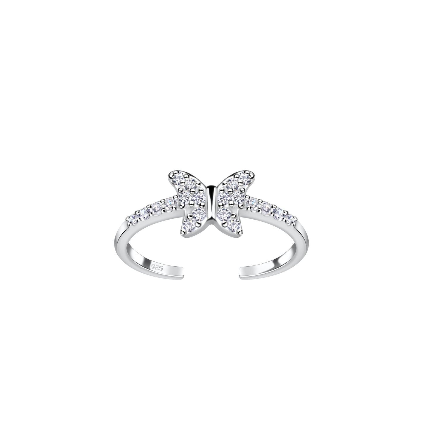 Sterling Silver CZ Butterfly Toe Ring