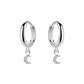 Sterling Silver CZ Moon Charm Hoop Earrings