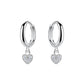 Sterling Silver CZ Heart Charm Hoop Earrings