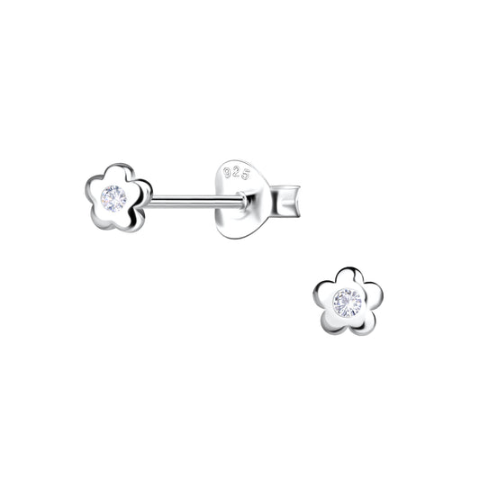 Children's Sterling Silver Flower Stud Earrings