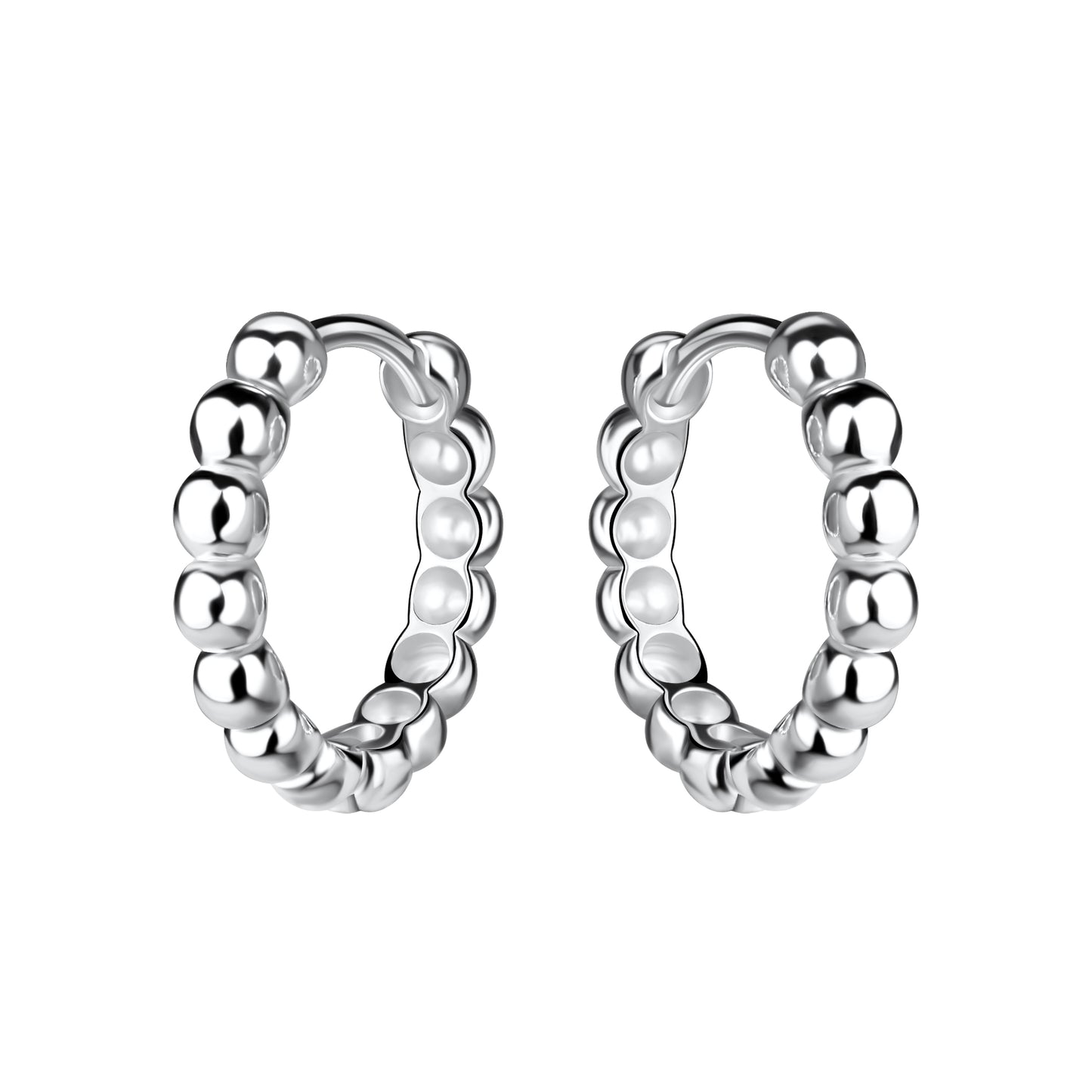 Sterling Silver Ball Huggie Hoop Earrings