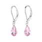 Girl's Sterling Silver Pink CZ Teardrop Leverback Earrings