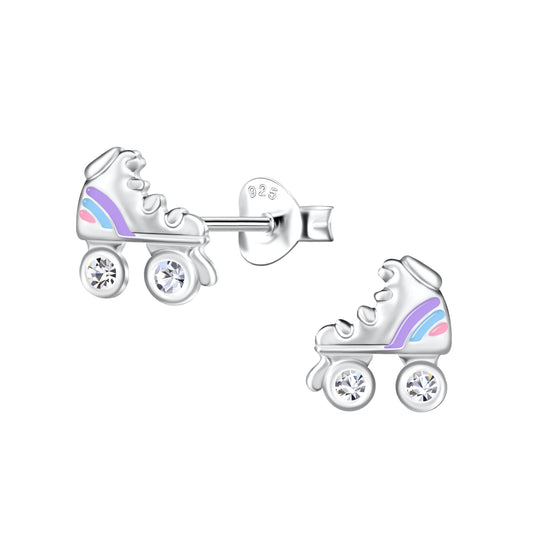 Children's Sterling Silver Roller Blades Skate Stud Earrings