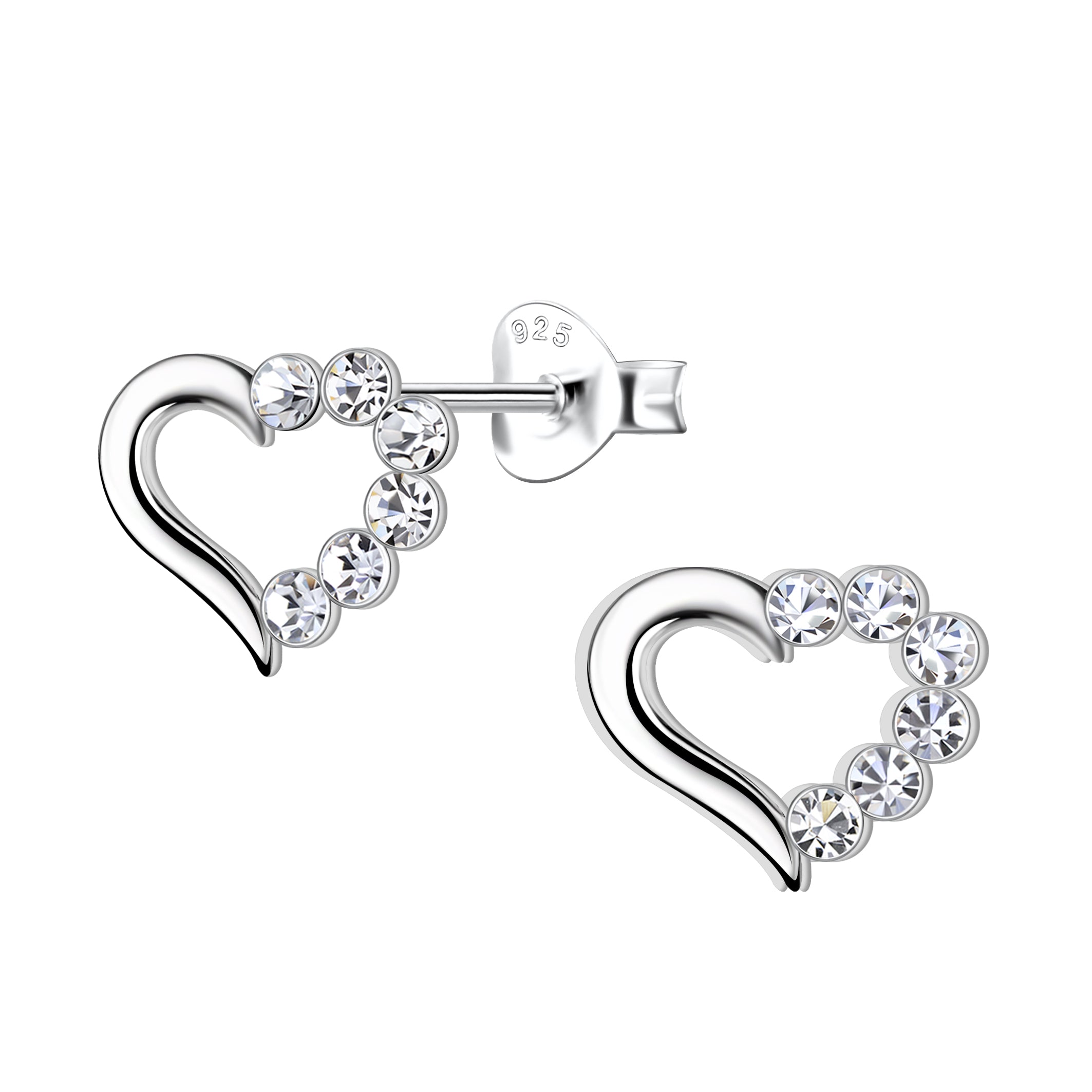 Sterling Silver Small Heart CZ Stud Earrings - Melchior Jewellery 