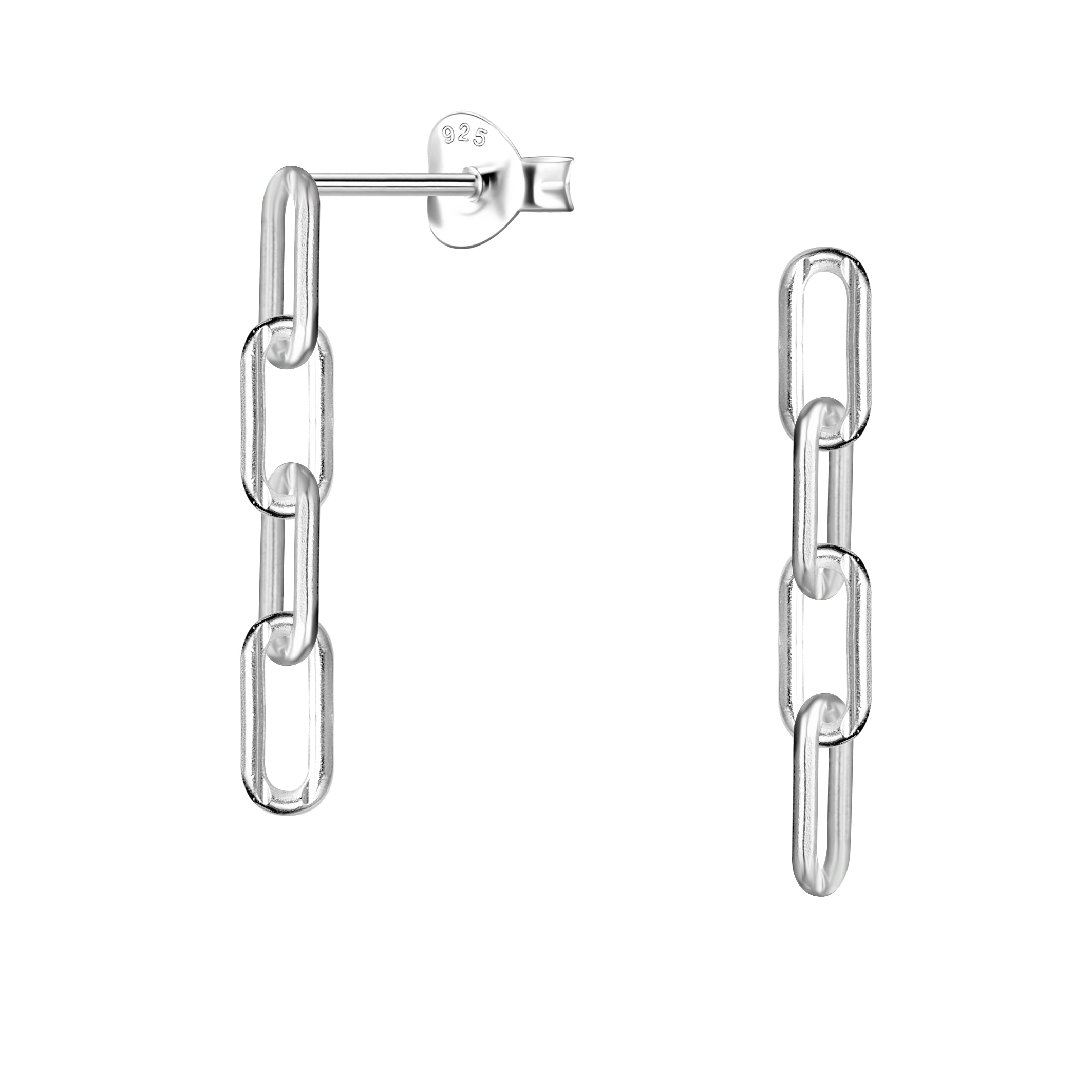 Sterling Silver Paperclip Link Drop Earrings