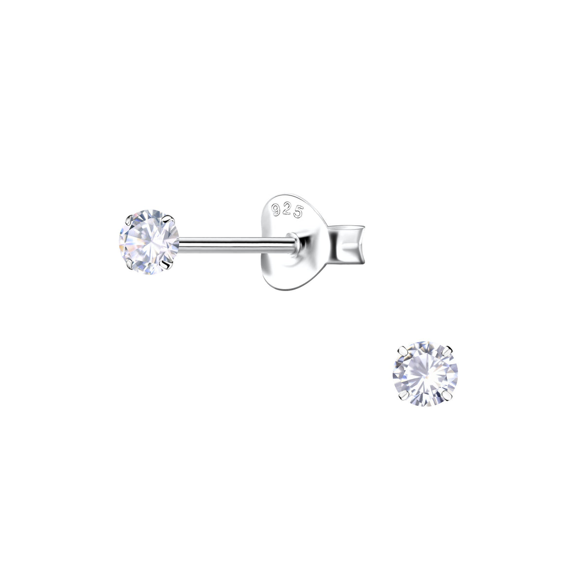 Sterling silver 3mm round moissanite stud earrings