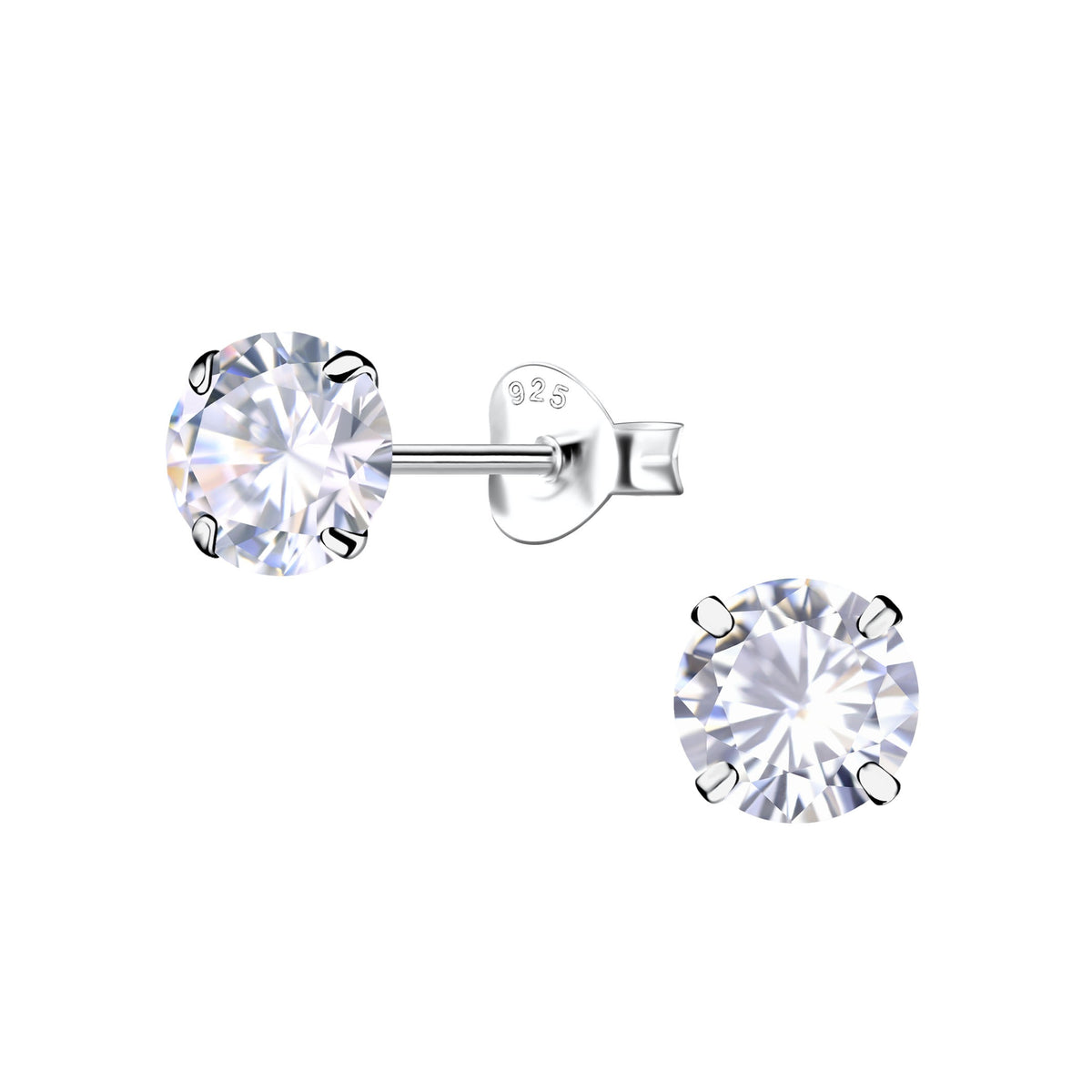 Sterling silver 6mm round moissanite stud earrings