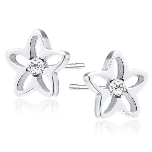 Sterling Silver CZ Flower Earrings