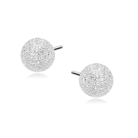 Sterling Silver Diamond Cut Dust Ball Stud Earrings - Choose Your Size