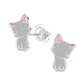 Children's Sterling Silver Grey Cat Screw Back Earrings