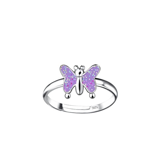 Children's Sterling Silver Adjustable Butterfly Ring