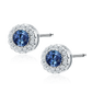 Sterling Silver Round Sapphire CZ Stud Earrings