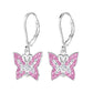 Children's Sterling Silver Pink Butterfly Leverback Earrings