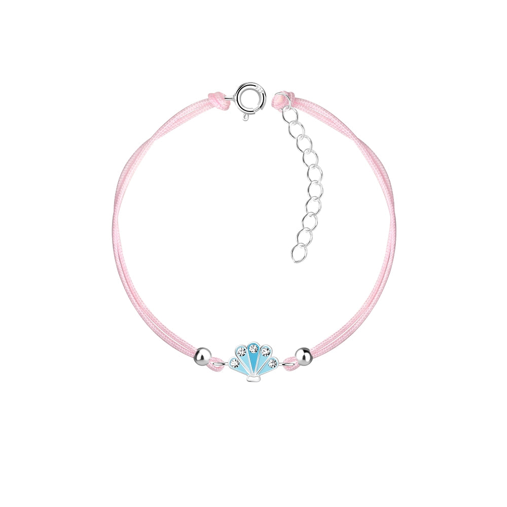 Children's Adjustable Sterling Silver Friendship Blue Shell CZ Bracelet - Melchior Jewellery 
