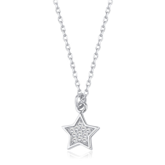 Sterling Silver Clear CZ Star Necklace