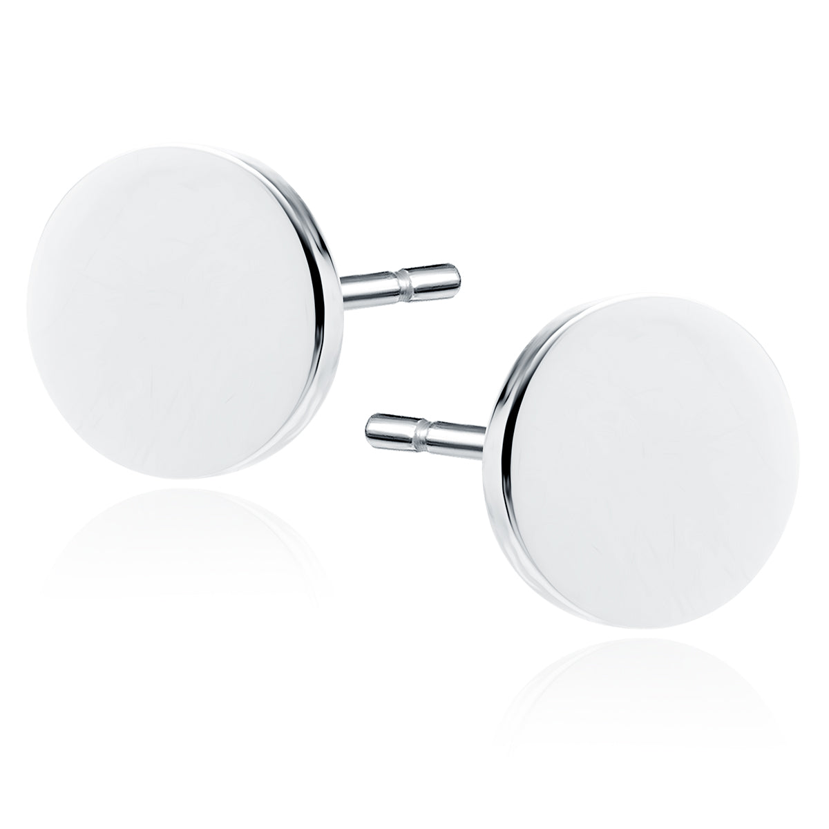 Sterling Silver Flat Round Disc Stud Earrings