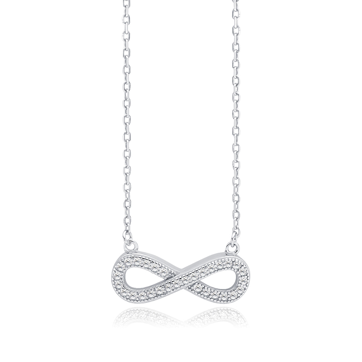 Sterling Silver Cubic Zirconia Infinity Necklace