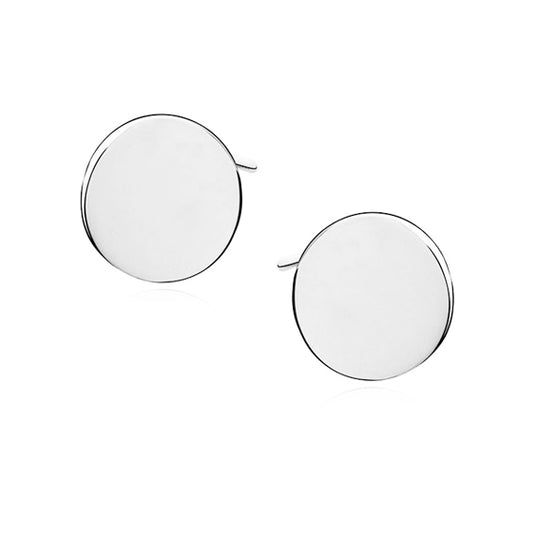 Sterling Silver 10mm Flat Round Disc Stud Earrings