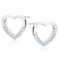 Sterling Silver Open Heart CZ Stud Earrings